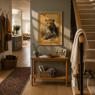 Golden Leopard Rustic - Framed Print