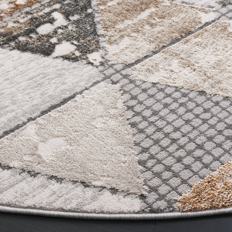 Amella 100 Performance Geometric Rug, Round 6'7"