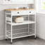 Chariot pour îlot de cuisine avec prise de courant, 2 tiroirs, porte-bouteilles et roues verrouillables - Armoire de rangement mobile avec station de recharge pour café et micro-ondes