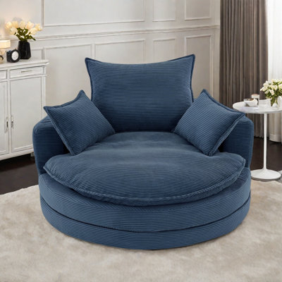 360° Swivel Accent Chair With Dual-layer Cushion Design And 3 Removable Pillows