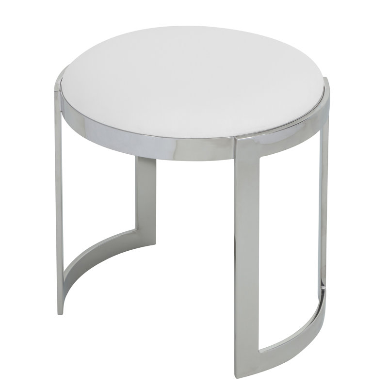 Tabouret de coiffeuse Nouri, Or, Similicuir blanc
