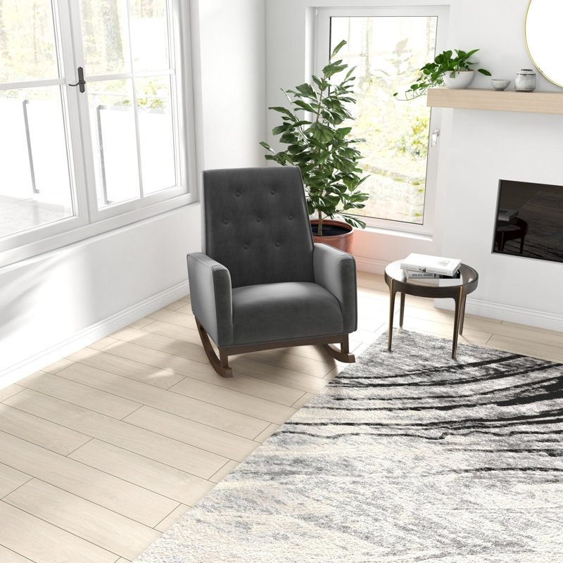 Chaise berçante élégante en tissu gris foncé Demetrius, Noir