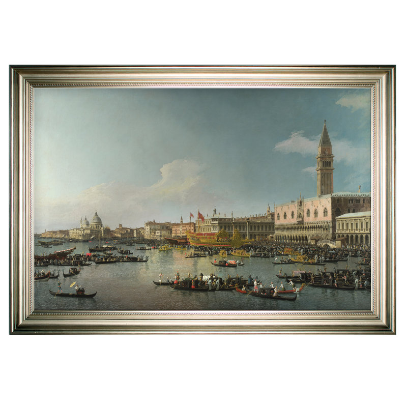 «venice the basin', reproduction de peinture à l’huile, H 30 po x l 42 po x P 2 po, Cadre argenté, Pas de tapis