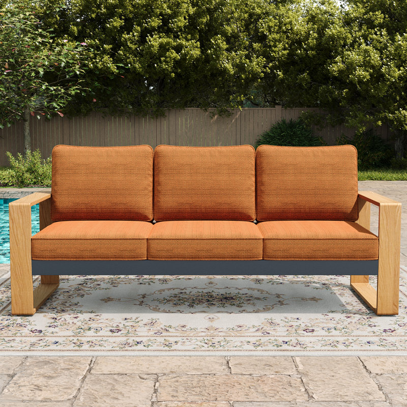 198.1cm Wide Patio Sofa with Cushions, Orange