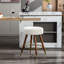 Tabouret de comptoir pivotant Mid-Century 360 - rembourré Boucle, blanc et brun, pour la hauteur de la salle à manger rembourrée