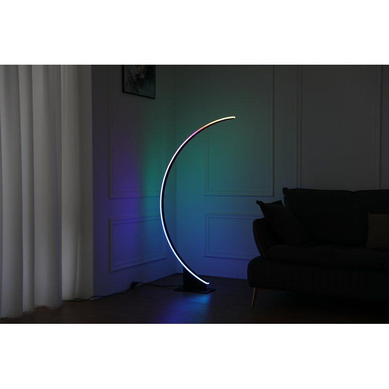 Quadira 56'' LED Arched Floor Lamp, Black