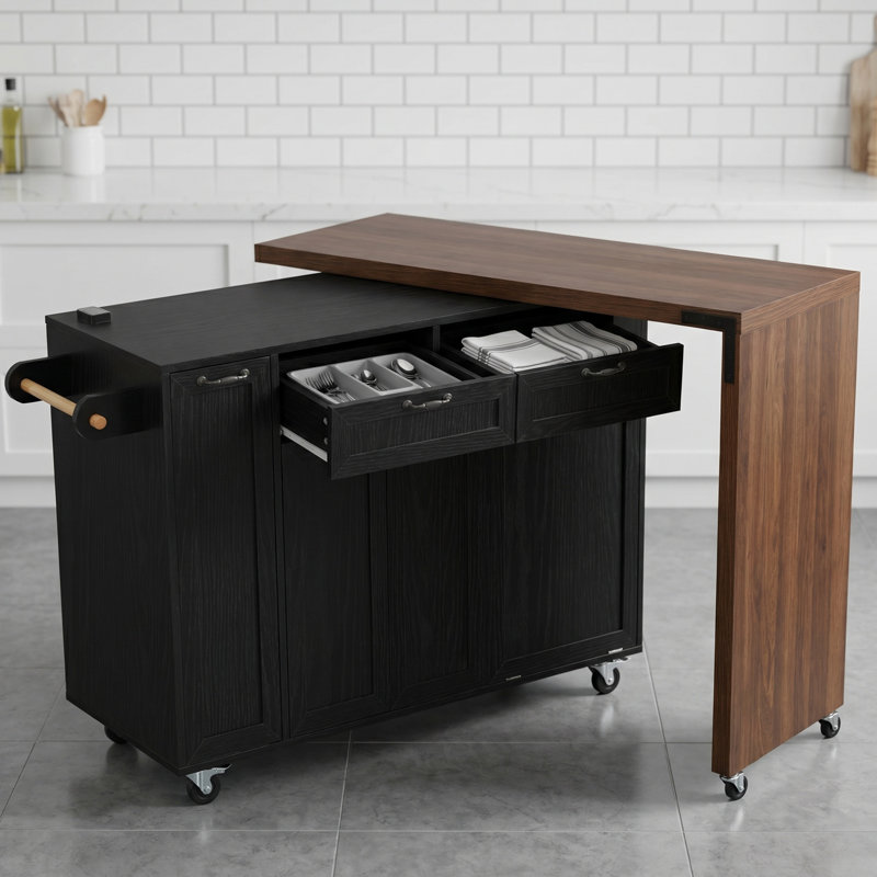 Farmhouse Kitchen Island, Black