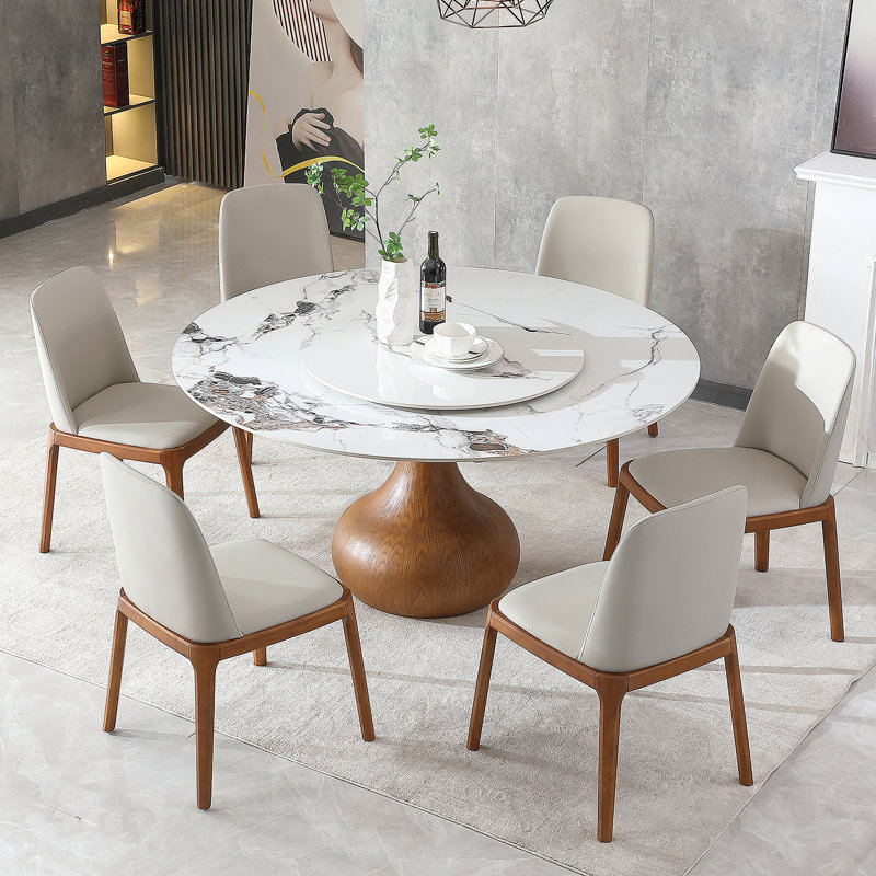 Dining Set, Round Table With 6 Chairs For Dining Room, Kitchen, 7 Pieces: Table, 6 Chairs