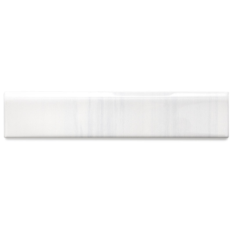 Soho 2" x 10" Polished Ceramic Bullnose Tile, Blanco