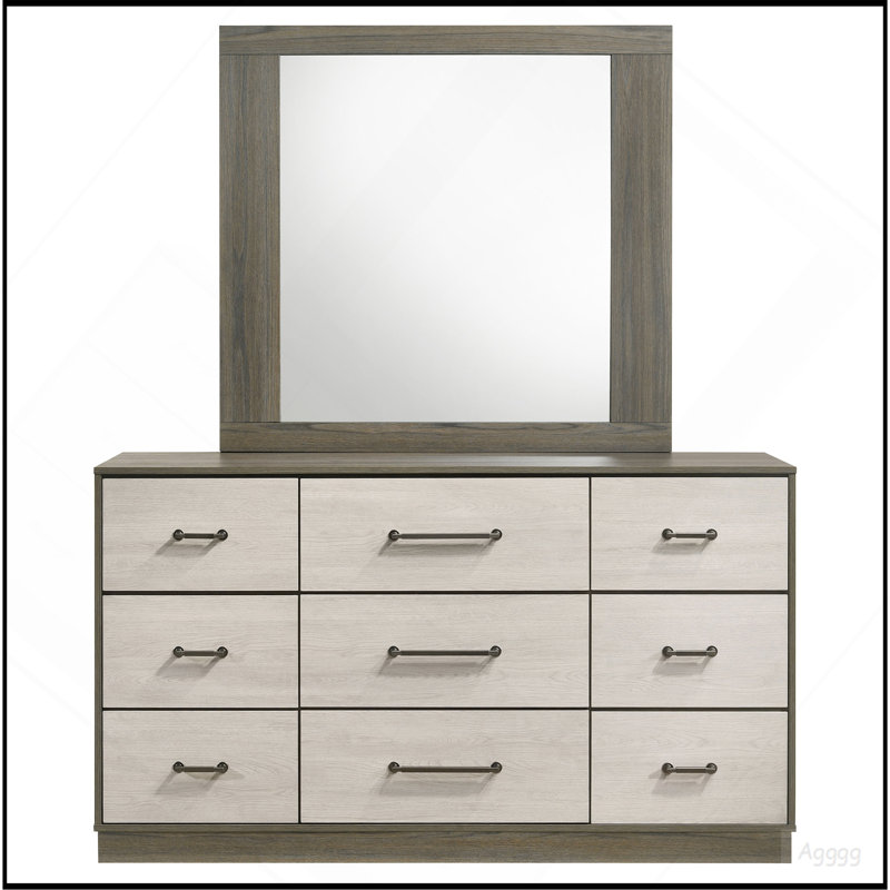 Commode 9 tiroirs avec miroir Edmondson, 71.5 cm H x 60.75 cm W x 17.75 cm D