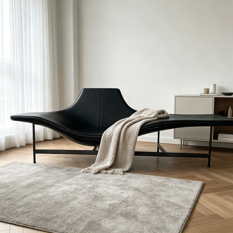 Fauteuils inclinables modernes en métal et similicuir noir, Black Faux Leather