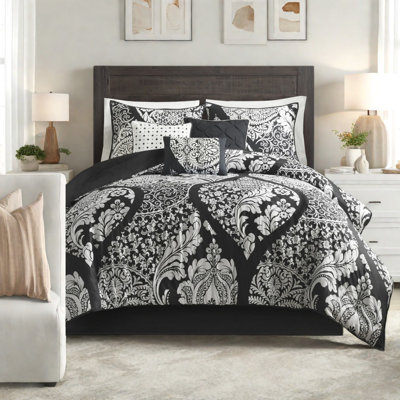 Premium Cotton Cal King Bedding Sets, Modern Damask Home Comfort