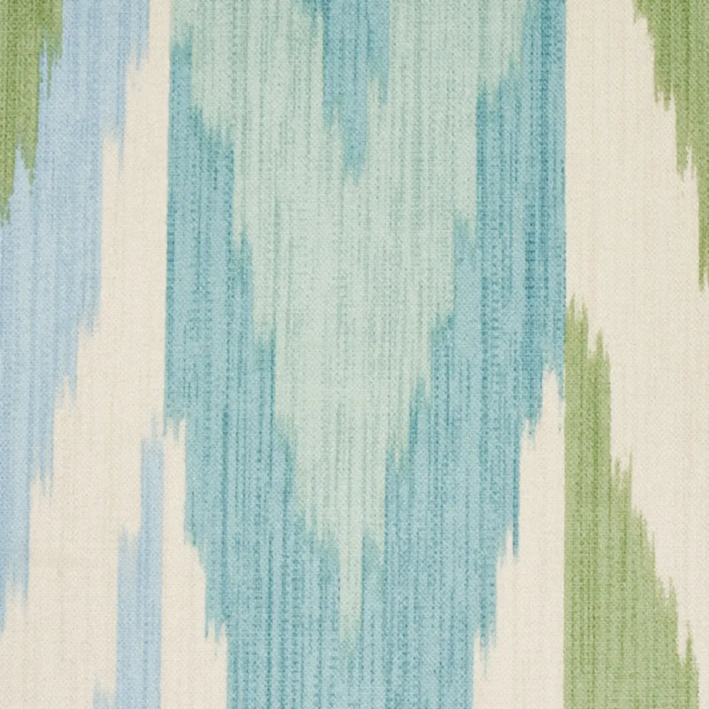 Kashgar Velvet Ikat Fabric, Mineral/Leaf