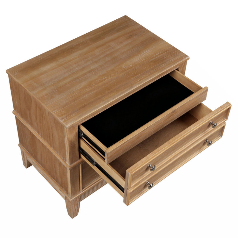 Brijida Solid Wood 3-Drawer Side Table Nightstand