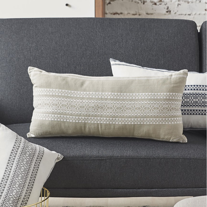 Clayton Geometric Woven Lumbar Throw Pillow, Dune