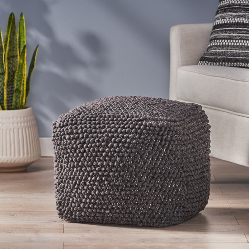 Pouf carré de 16 po de largeur, Laine anthracite