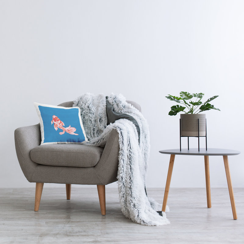 Coussin décoratif imprimé bleu Koi Fish, Bleu