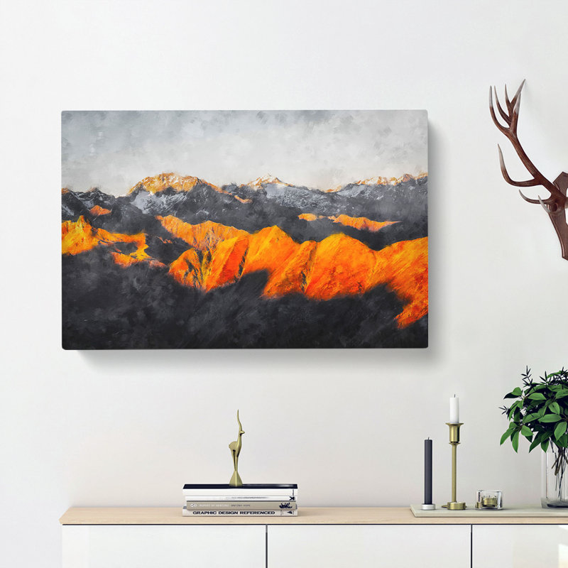 Orange Mountains In Italy - Wrapped Canvas, 60cm H x 91cm W x 3cm D