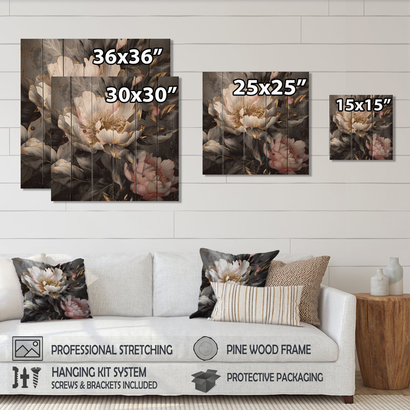 Ikraa - Décoration murale en bois floral sur bois de pin naturel, H 15 po x l 15 po
