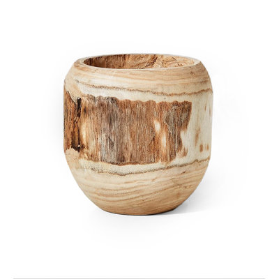 Vase de table intérieur / extérieur en bois brun 7 po Nashwauk