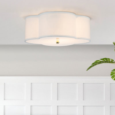 Alice 2-Light 17"W Dimmable White Fabric Flush Mount