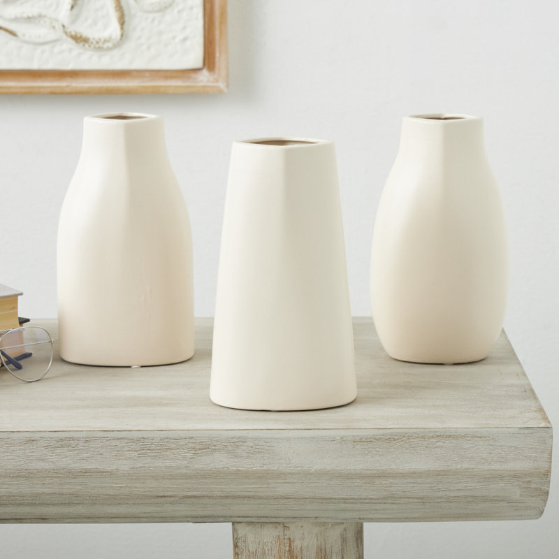 Vase de table en céramique Mable, Crème, crème