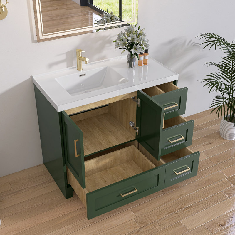 Ensemble de meuble-lavabo simple 42 po Milchan, Vert, Or