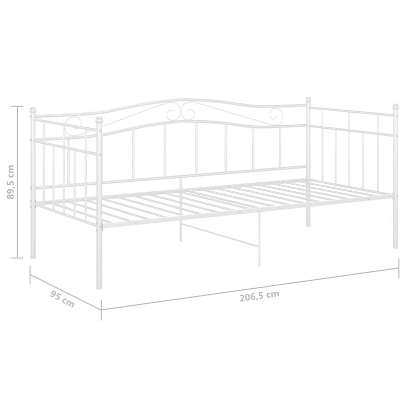 vidaXL Sofa Bed Frame Powder-coated metal Single, White