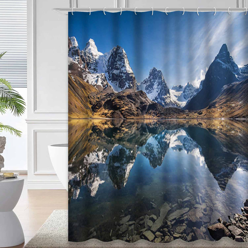 Magnifique rideau de douche Andes Mountain Scenery Wilderness America avec 12 crochets, L 72 po x l 78 po
