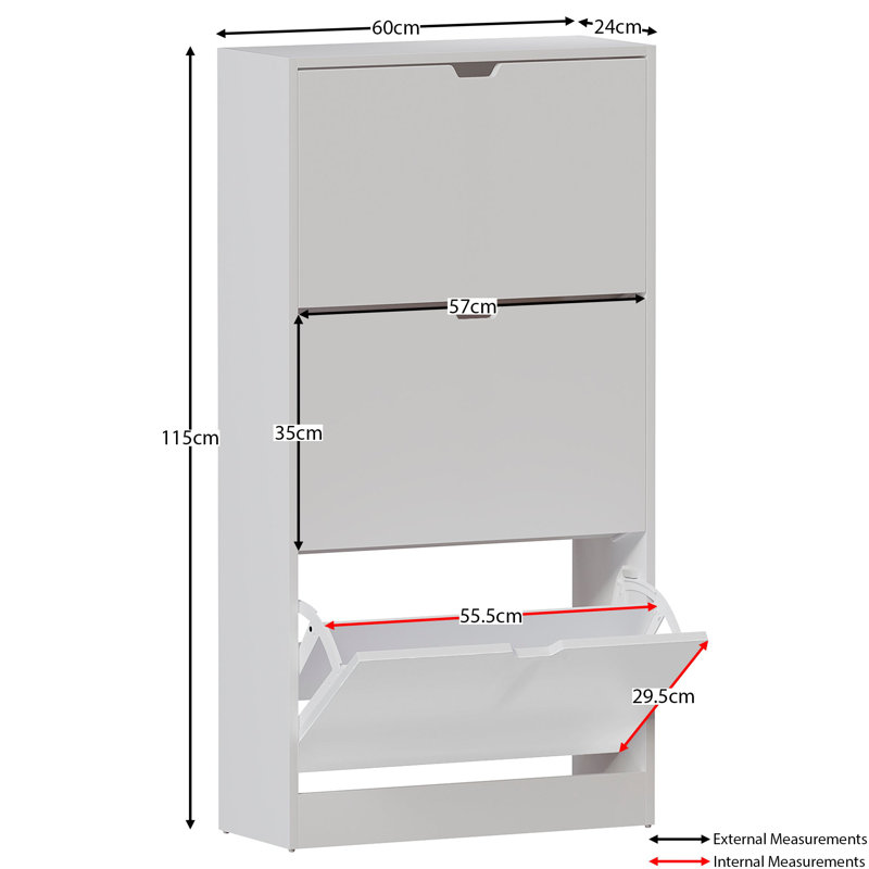 18 Pair Flip Down Shoe Storage, White