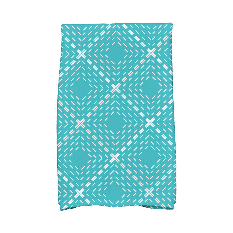 Serviette à main pointillés et tirets, Aigue-marine