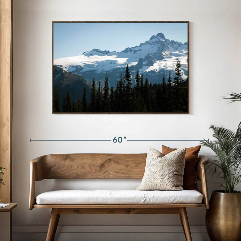 Mont Rainier, 46 po x 31 po, Cadre flottant en noyer