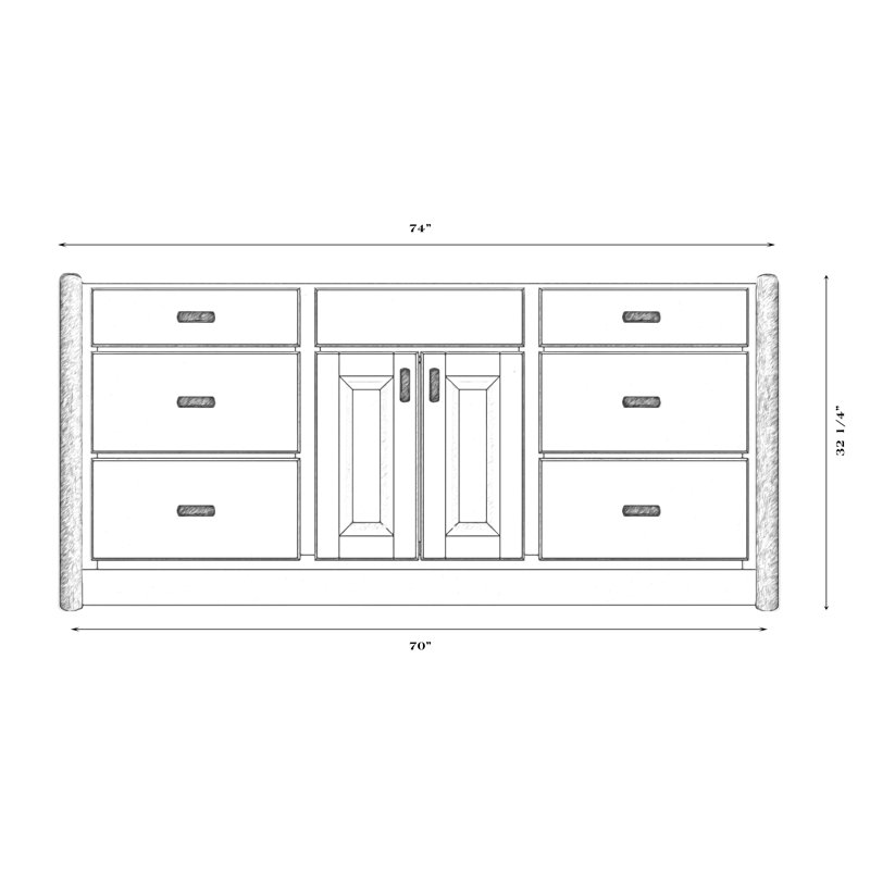 Meuble-lavabo Fireside Lodge Hickory - 6 pieds - sans comptoir - Naturel - Centre d'évier, Traditionnel, Centre