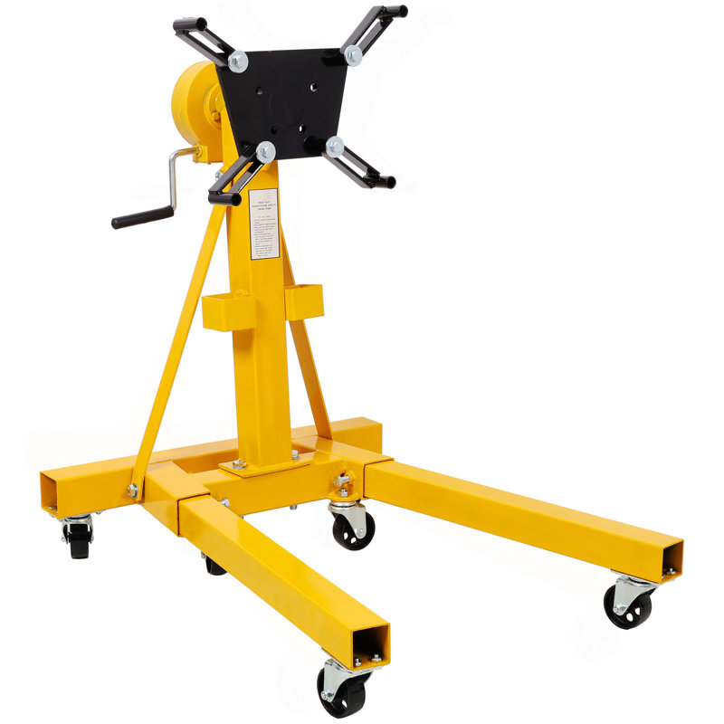 1500Lbs Folding Engine Stand,Geared Rotating Head,360 Degree Adjustable Mounting Head,Yellow Colour
