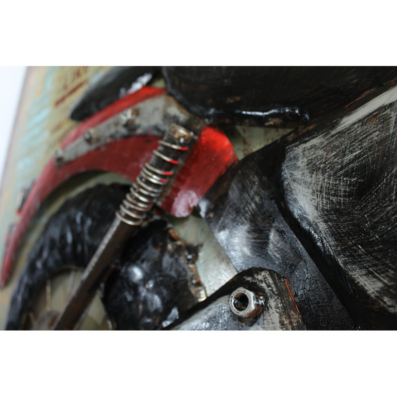 «Triumph Inspired Classic Moto», peinture sur métal 3D 79 po x 2 po x H 40 po
