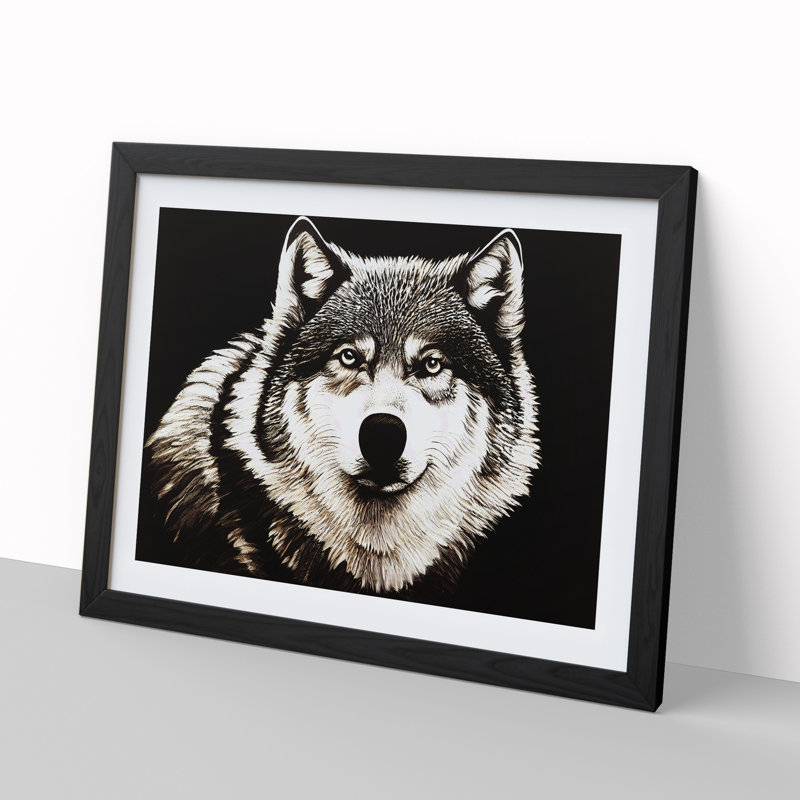 Face Of The Wolf Vol.1 - Single Picture Frame Print, Black Framed, 46cm H x 64cm W x 2cm D
