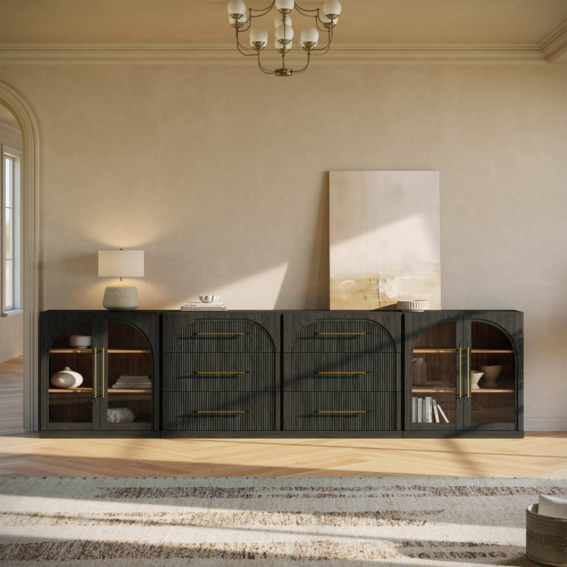 4-Piece Modular Sideboard Set - 1A2C - Ebony, Ebony