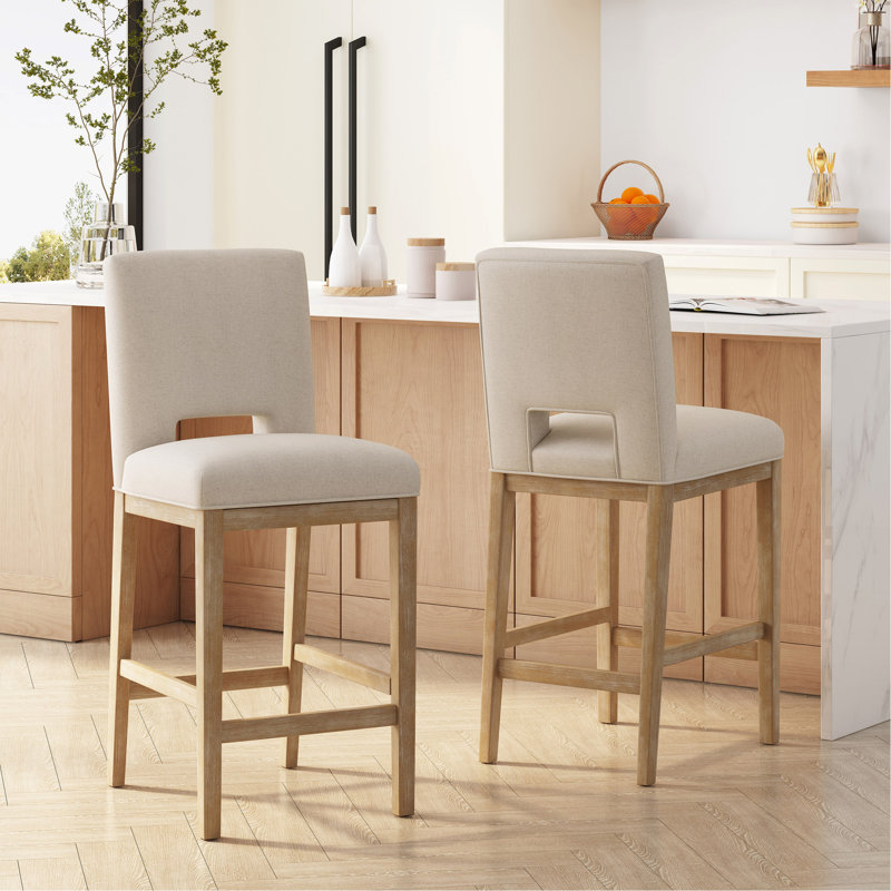 Ensemble de 2 tabourets de comptoir 31 pouces, tissu, Blé