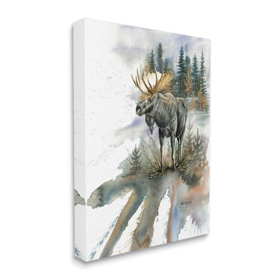 " Moose Distant Forest Arrangement " by Dave Bartholet Painting Print