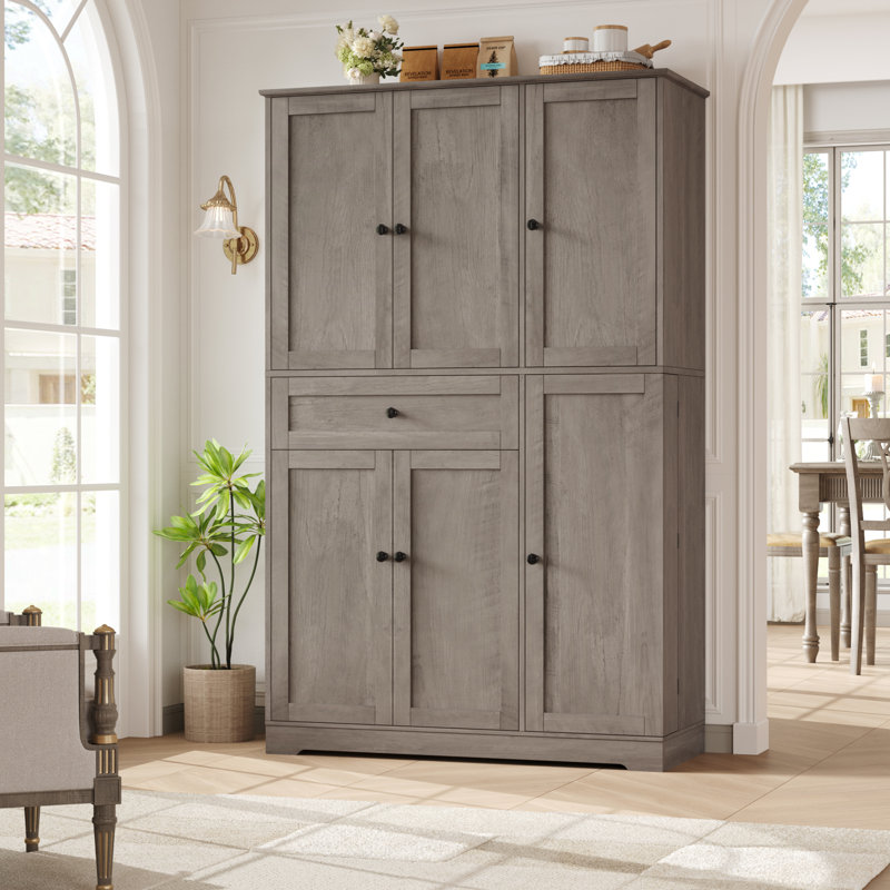 68.1'' Kitchen Pantry Cabinet with Food Shelves, Wash Gray