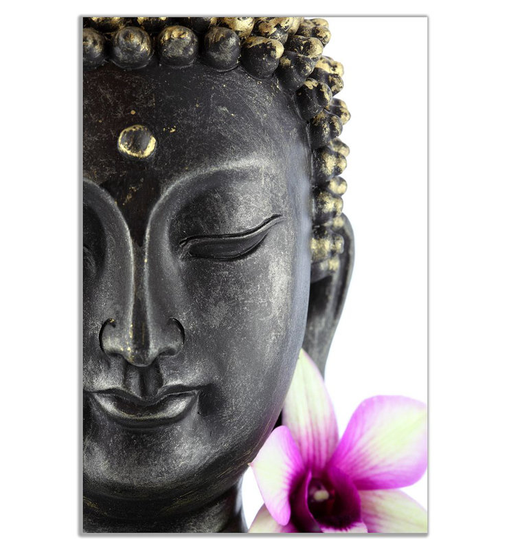 Buddha Statue With Flower - Wrapped Canvas Print, 61cm H x 41cm W