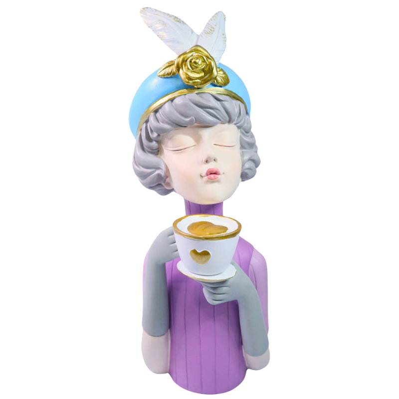 Statue de fille décorative, centre de table basse de table 13 po