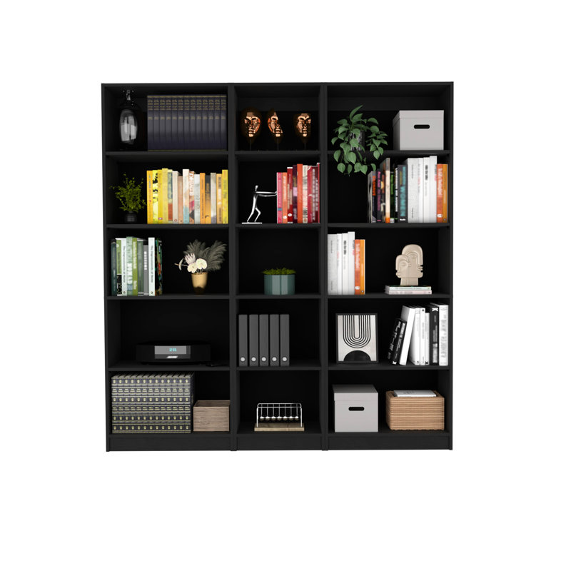 Salon élégant avec 3 bibliothèques - 11,7 po Largeur, largeur élégante de 24,7 po, bois