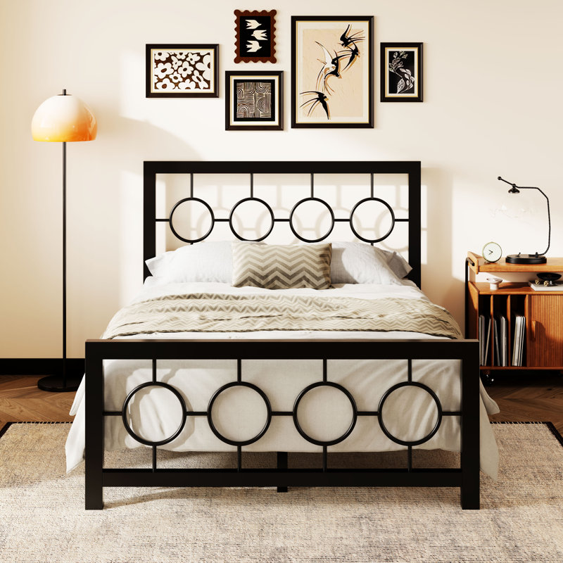 Bloneva Metal Open-Frame Bed, Full, Black