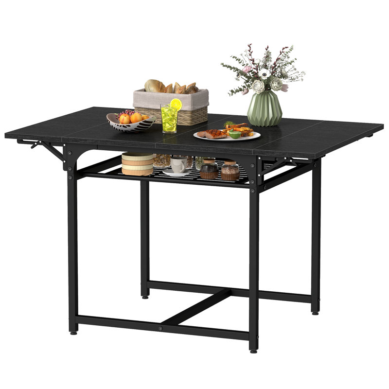 Metal Base Dining Table, Black