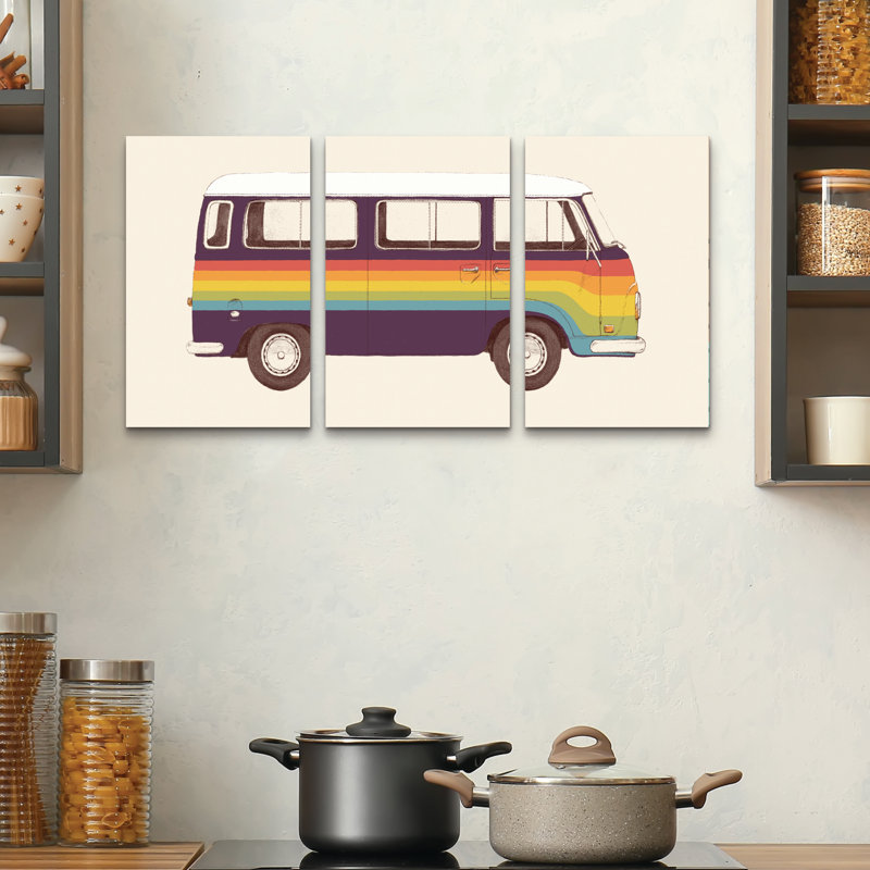 Ensemble de 3 panneaux d'art mural - Van Rainbow par Florent Bodart 