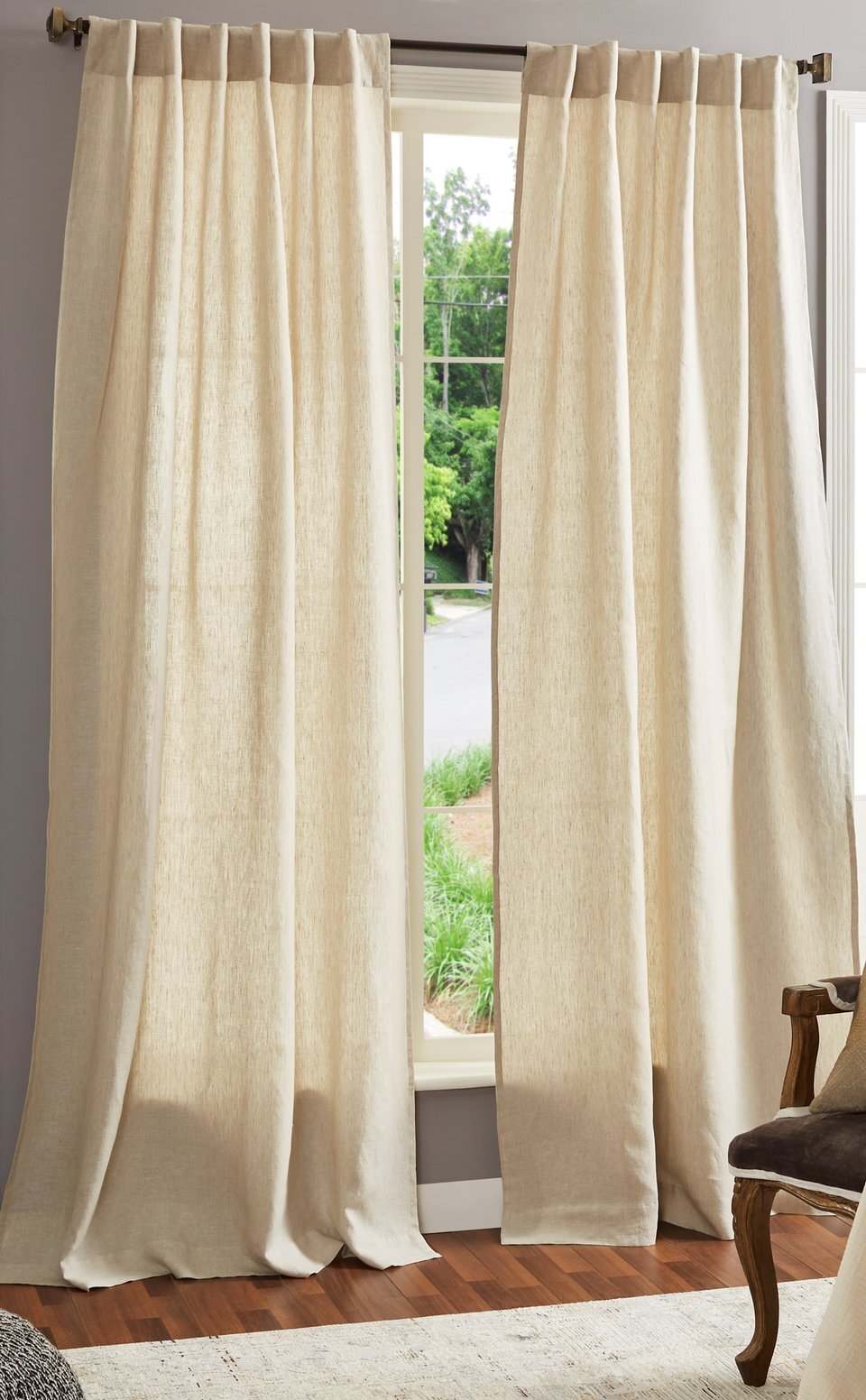 Gracie Oaks Amiliah Linen Solid Semi-Sheer Single Curtain Panel | Wayfair