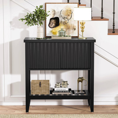 Console d'entrée de 80 cm avec tiroirs coulissants et tablette de rangement pour couloir, salon ou bureau