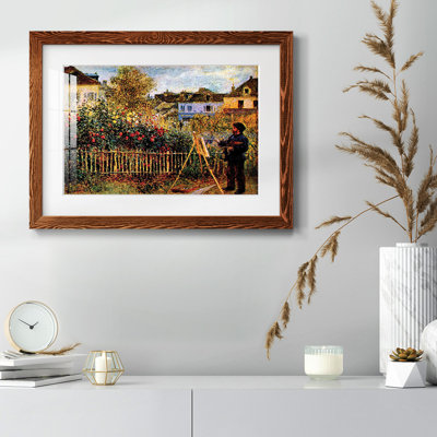 Peinture dans son jardin à Argenteuil par Claude Monet - Reproduction d'art, emmêlée et encadrée sous verre acrylique, grand art mural de salon