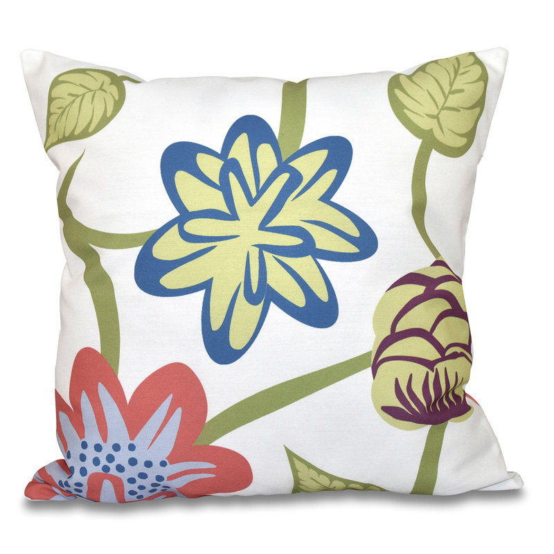 Housse et insert de coussin d'extérieur carré Botanical Blooms, 18 po x 18 po, Corail